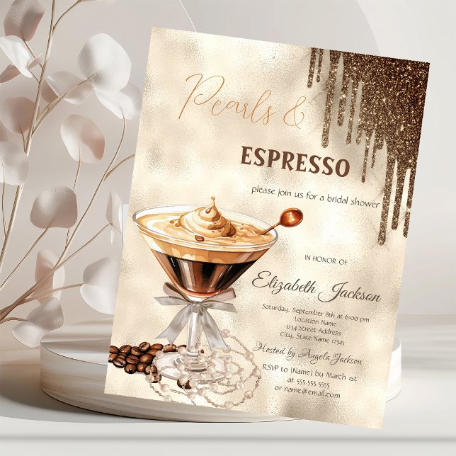 Pärlor Espresso Slinga Glitterdroppar  Inbjudningar (Skapare uppladdad)