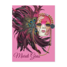 Pärlor, fjädrar och Mardi Gras Mask