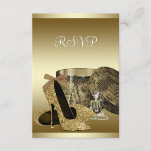 Pärlor Höga klackar Svarta Guld RSVP OSA Kort