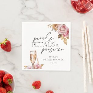 Pärlor Kronblad & Prosecco Blommig Bröllopsdusch Pappersservett