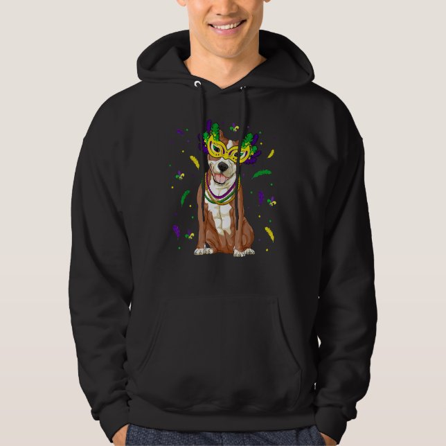 Pärlor Mask Pitbull Mardi Gras Pit Bull Dog Mamma  Hoodie (Framsida)