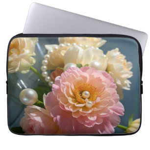 Pärlor med rosa blommor laptop fodral