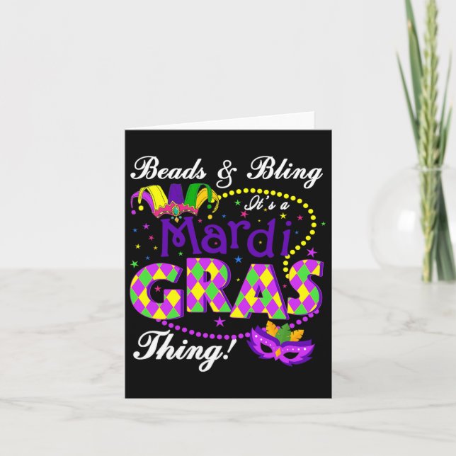 Pärlor och Bling Det är en Mardi Gras Sak Helgdag  Kort (Framsida)