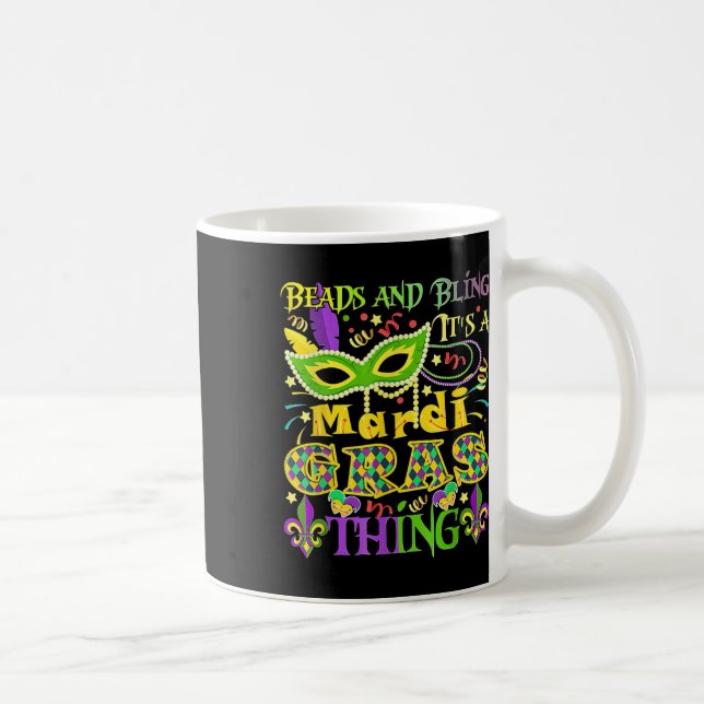 Pärlor och Bling Det är Mardi Gras Sak Kaffemugg (Höger)