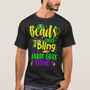 Pärlor och Bling Det är Mardi Gras Sak New Orlean T Shirt