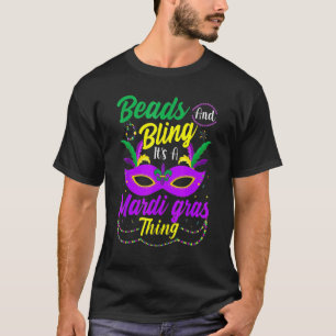 Pärlor och Bling Det är Mardi Gras Sak New Orlean T Shirt