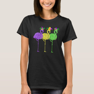 Pärlor och Blings Vintage Flamingo Mardi Gras 1 T Shirt