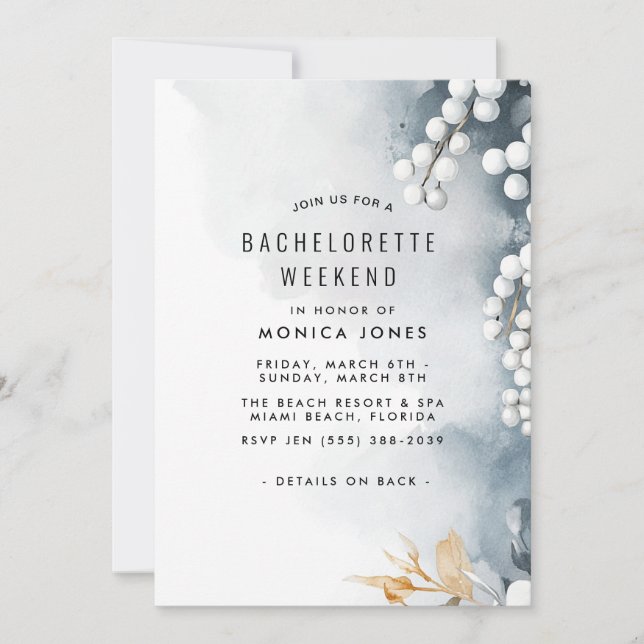 Pärlor och blommigt Bachelorette Helg party Inbjudningar (Framsida)