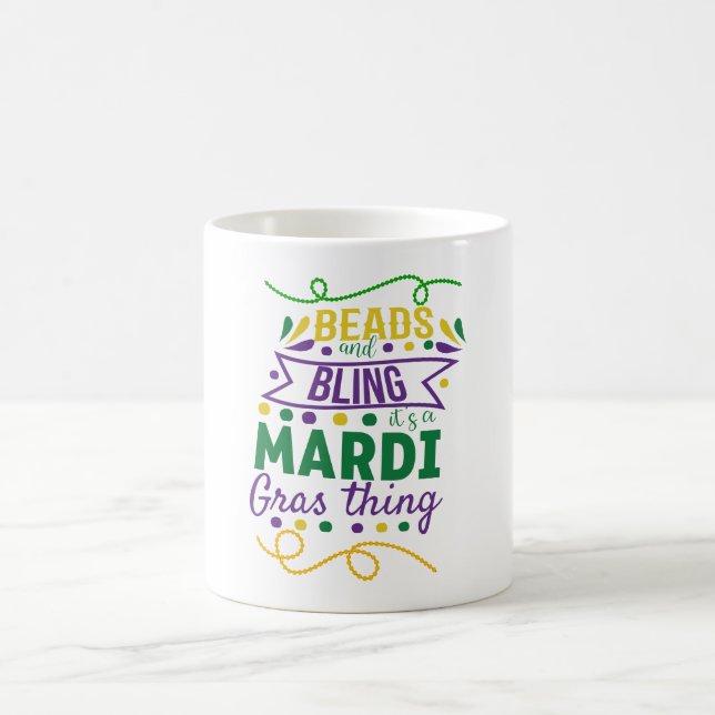 Pärlor Och Glitter Det Är En Mardi Gras-grej Kaffemugg (Center)