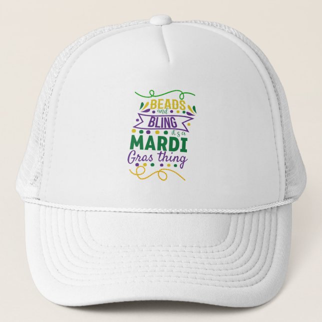 Pärlor Och Glitter Det Är En Mardi Gras-grej Keps (Framsida)