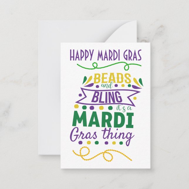 Pärlor Och Glitter Det Är En Mardi Gras-grej Kort (Framsida)