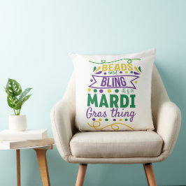 Pärlor Och Glitter Det Är En Mardi Gras-grej Kudde