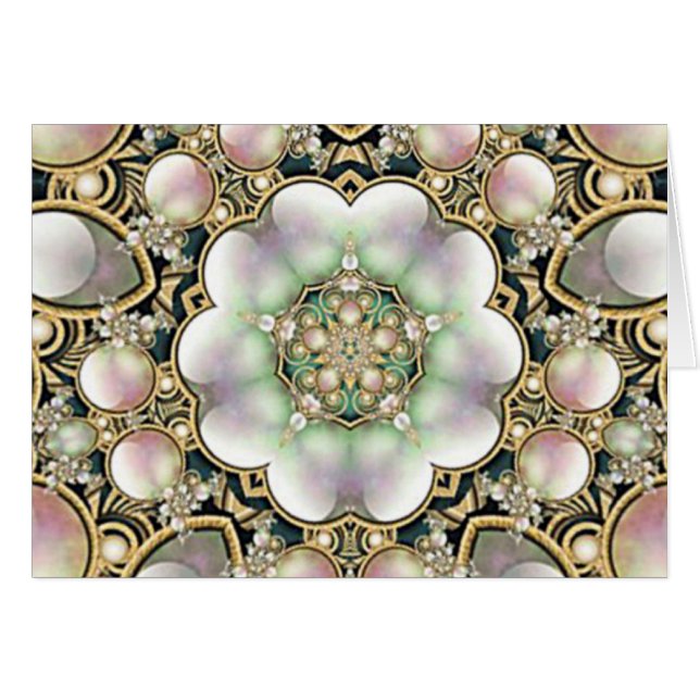 Pärlor och guld- Kaleidoscope Hälsningskort (Framsidan Horizontal)