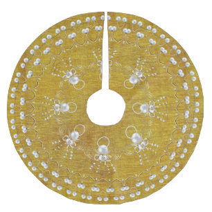 Pärlor och guld - metallisk julängel av glädje julgransmatta borstad polyester