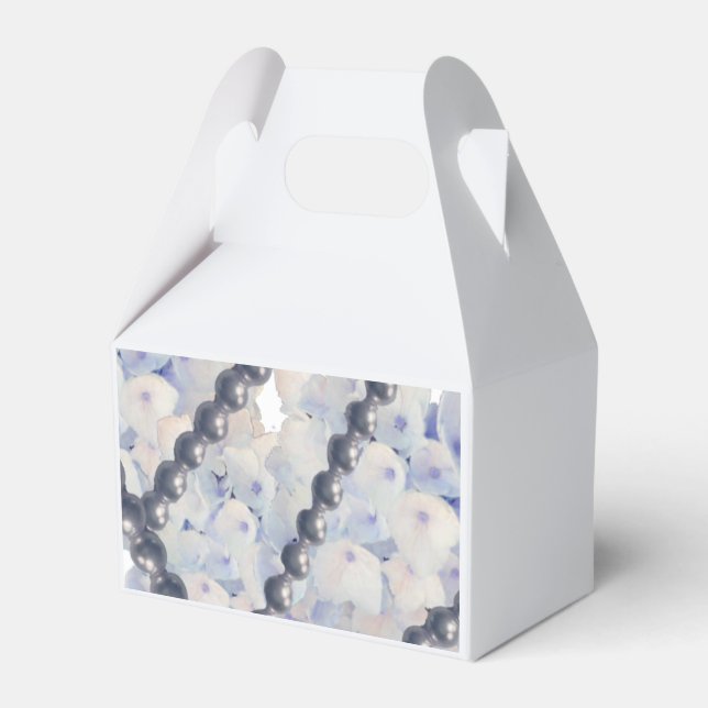 Pärlor och ljusblå hortensia presentlåda (Framsidan Sidan)