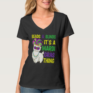Pärlor Och Mask Mardi Gras Llama Alpaca För Män Kv T Shirt