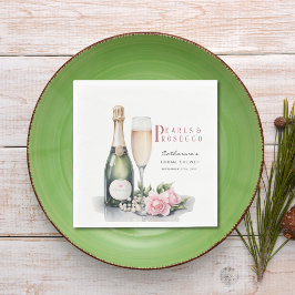 Pärlor och Prosecco Blommig Elegant Bröllopsdusch Pappersservett