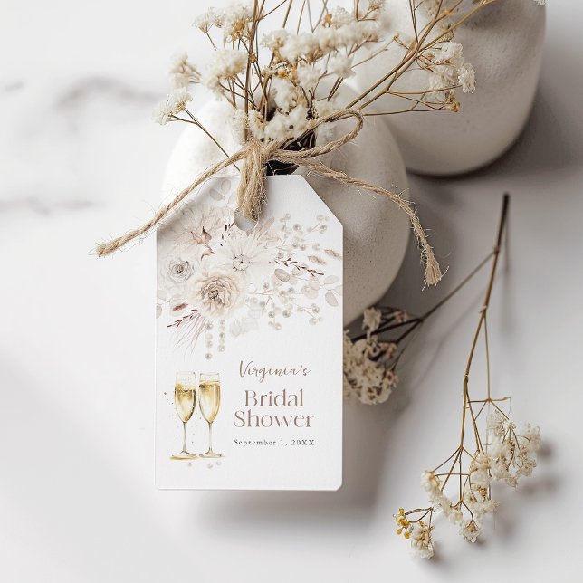 Pärlor och Prosecco Bröllop Presentetikett (Pearls and Prosecco Bridal Gift Tags
)