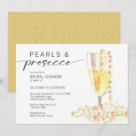 Pärlor och Prosecco Bröllopsdusch Anpassad Minimal Inbjudningar