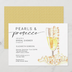 Pärlor och Prosecco Bröllopsdusch Anpassad Minimal Inbjudningar