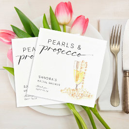 Pärlor och Prosecco Bröllopsdusch Anpassad Minimal Pappersservett
