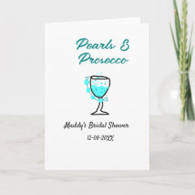 Pärlor och prosecco bröllopsdusch blå svart namn