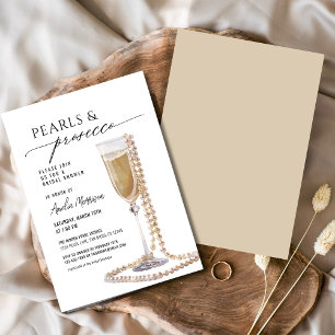 Pärlor och Prosecco Bröllopsdusch Champagne Inbjudningar