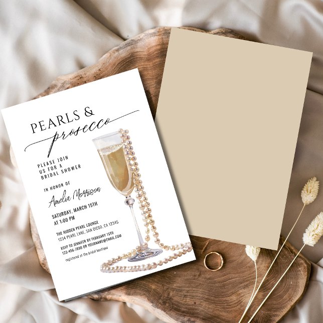 Pärlor och Prosecco Bröllopsdusch Champagne Inbjudningar (Skapare uppladdad)