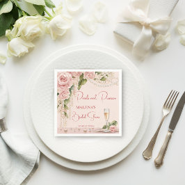 Pärlor och prosecco bröllopsdusch elegant tryckt pappersservett