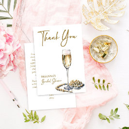 Pärlor och prosecco bröllopsdusch elegant tryckt tack kort
