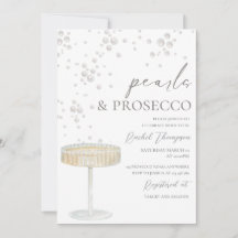 Pärlor och Prosecco Bröllopsdusch Inbjudan