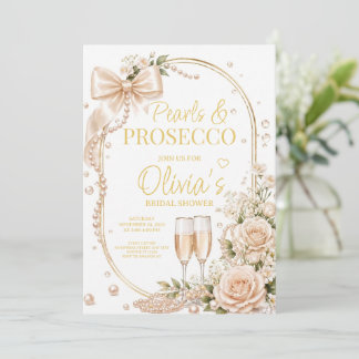 Pärlor och Prosecco Bröllopsdusch-inbjudan Inbjudningar
