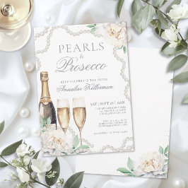 Pärlor Och Prosecco Bröllopsdusch Inbjudningar