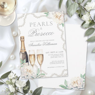 Pärlor Och Prosecco Bröllopsdusch Inbjudningar