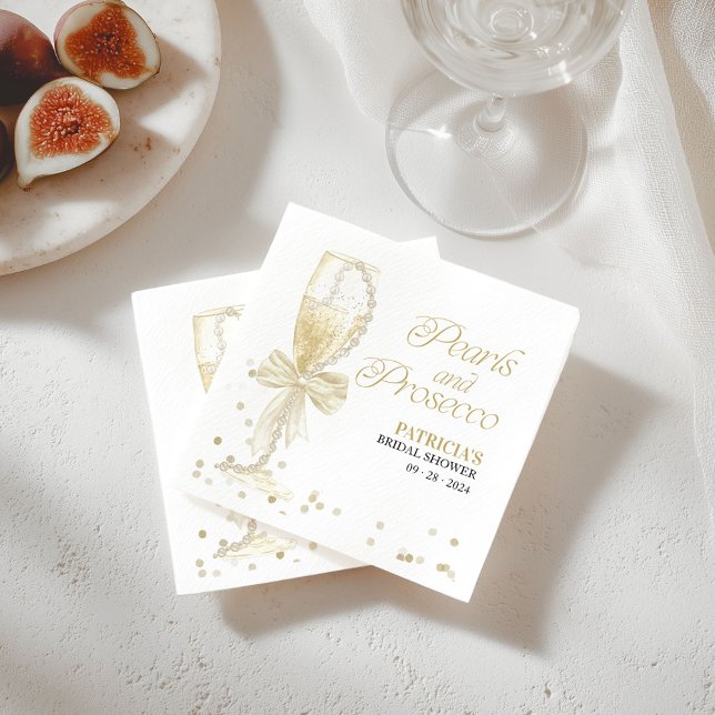 Pärlor Och Prosecco Bröllopsdusch Pappersservett (Skapare uppladdad)