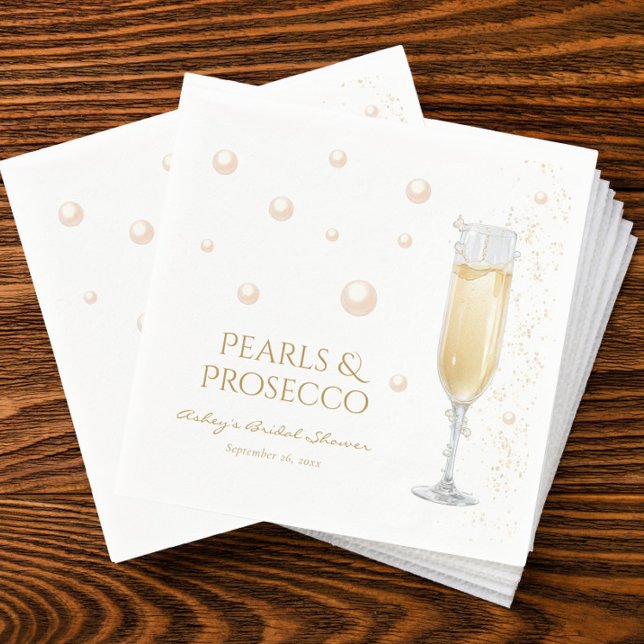 Pärlor och Prosecco Bröllopsdusch Pappersservett (Skapare uppladdad)