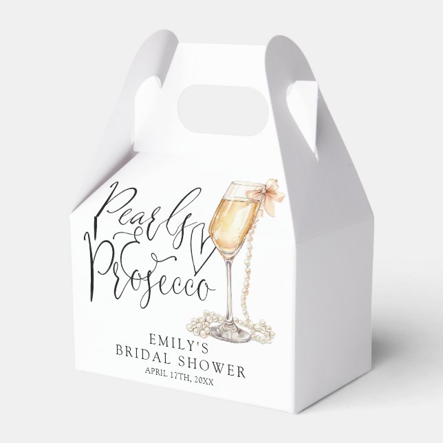 Pärlor Och Prosecco Bröllopsdusch Presentaskar (Framsidan Sidan)