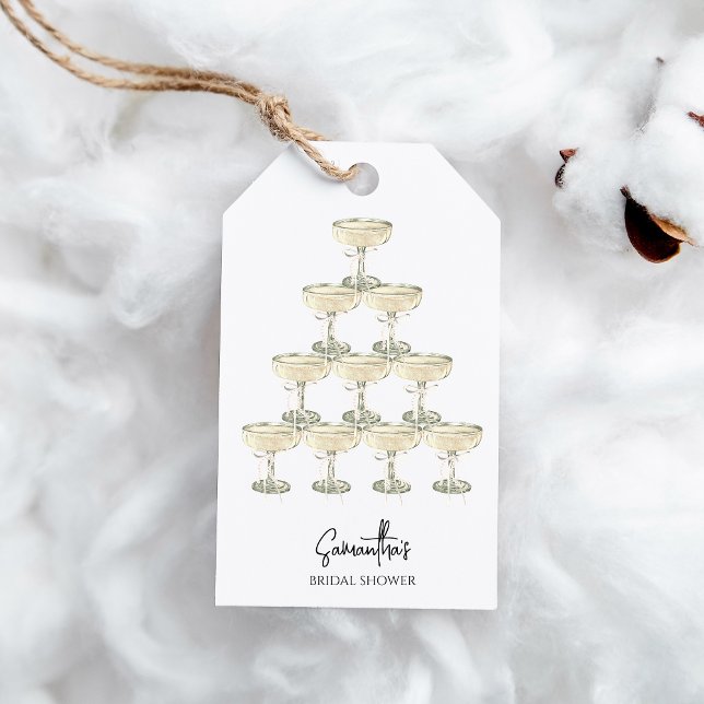 Pärlor och Prosecco Bröllopsdusch Presentetikett (Pearls and prosecco bridal shower gift tags)