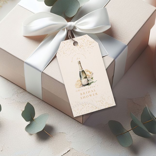 Pärlor Och Prosecco Bröllopsdusch Presentetikett (Skapare uppladdad)