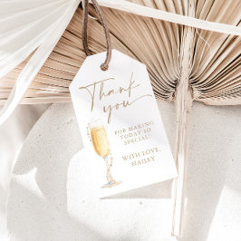 Pärlor och Prosecco Bröllopsdusch Tack Tag Presentetikett