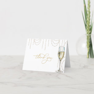 Pärlor och Prosecco Bröllopsdusch Tacksamhetskort Tack Kort
