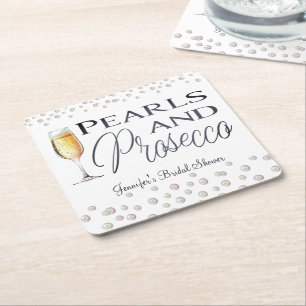 Pärlor och Prosecco Bröllopsdusch Underlägg Papper Kvadrat