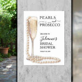 Pärlor och Prosecco Bröllopsdusch Välkommen Poster
