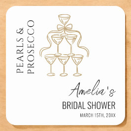 Pärlor och Prosecco - Bröllopsfest före vigseln Fyrkantigt Klistermärke