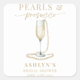 Pärlor och Prosecco Bröllopsfest Klistermärke