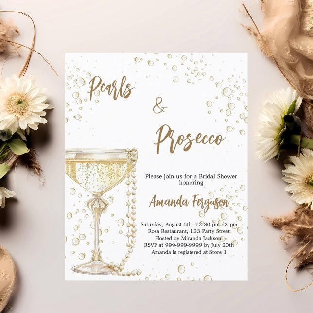 Pärlor och Prosecco Bröllopsfestin inbjudan (Skapare uppladdad)
