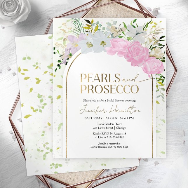 Pärlor och Prosecco Bröllopsfestinladning (Skapare uppladdad)