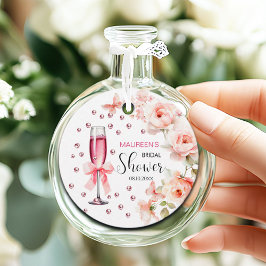 Pärlor och Prosecco Dammrosa Rosor Bröllopsdusch Gåvor Etiketter