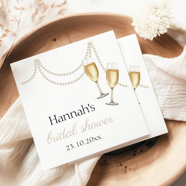 Pärlor och prosecco Elegant bröllopsdusch Pappersservett (Skapare uppladdad)