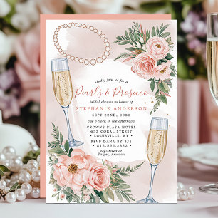 Pärlor och Prosecco Elegant Bröllopsfest Inbjudningar